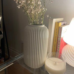 Ribbed white vase